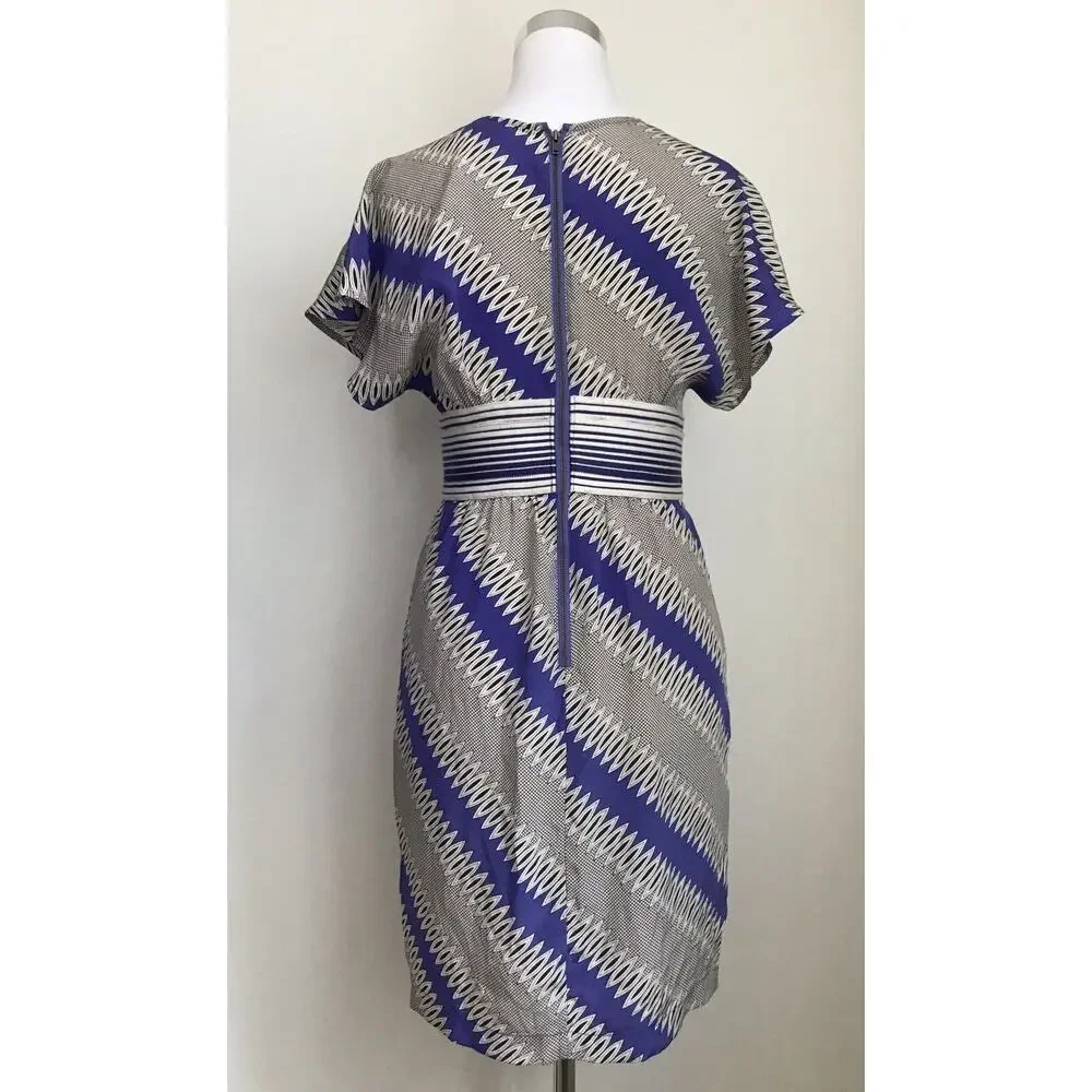 Plenty by‎ Tracy Reese Easy Chemise Silk Sheath Dress Diagonal Striped Size 2
